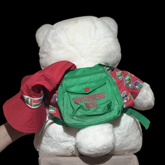 VTG 1993 Dayton Hudson Santa Bear World Traveler Plush w/ Passport Hat Backpack - Picture 17 of 17